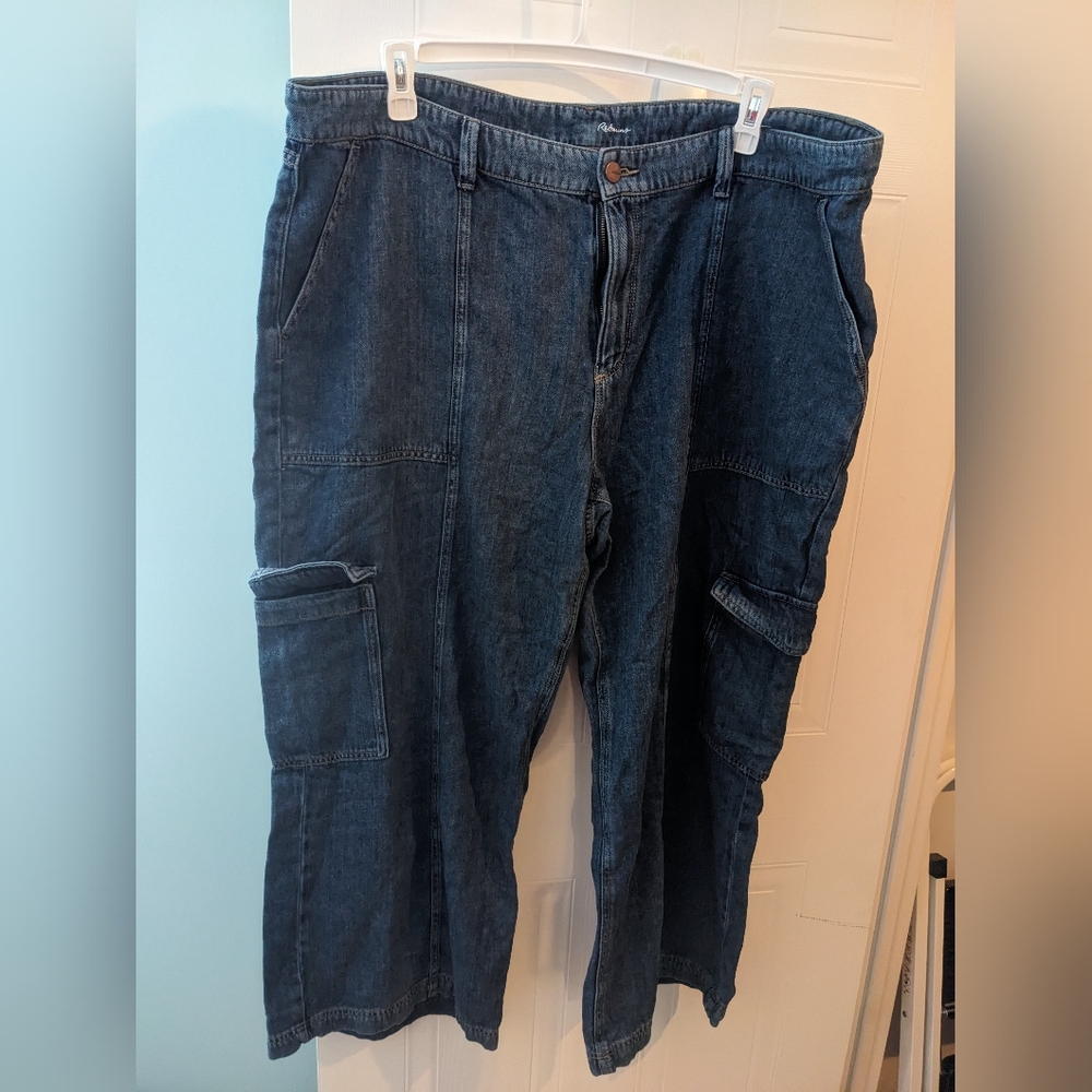 Reitmans Dark Denim cargo Wide Leg Pants